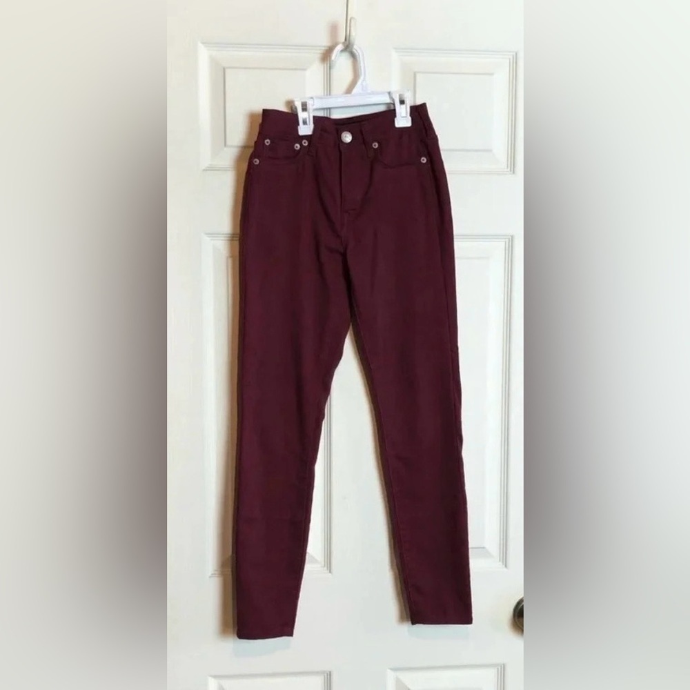 Aeropostale Women’s Size 000 High Waisted Jeggings Burgandy Jeans Y2K GUC